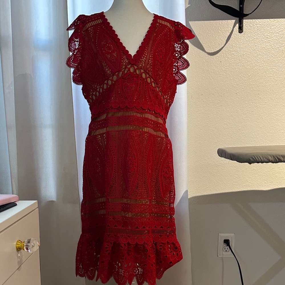 Michael Kors Red Lace Mini Dress